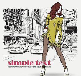 潮流人物插畫背景圖片