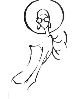 黑白女性插畫圖片