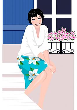 韓國矢量人物插畫（女）圖片
