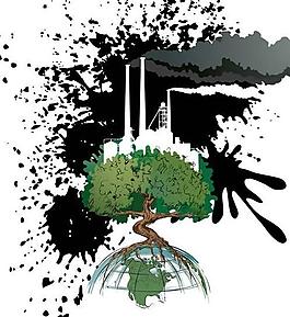 被污染的地球插畫(huà)矢量素材圖片