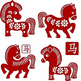 剪纸马矢量素材