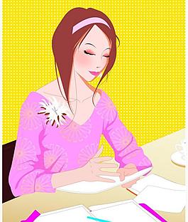 卡通辦公女人圖片
