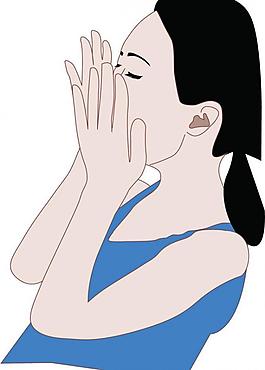 美女洗脸插画矢量图图片