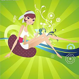 時尚可愛女性插畫圖片