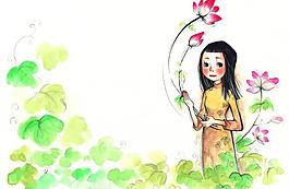 水彩畫 童年圖片