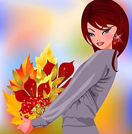卡通季節(jié)美女矢量素材圖片