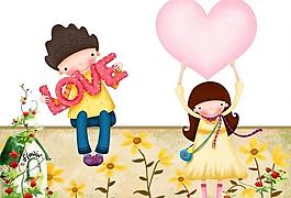 卡通 背景 情人節(jié)素材圖片