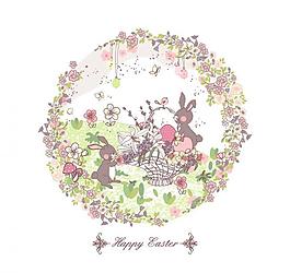 復(fù)活節(jié)兔子花卉圖案圖片