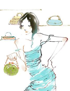 手繪 女人生活圖片