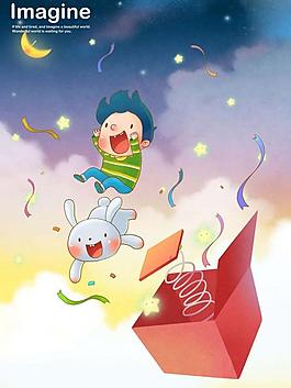 兔子和小孩圖片