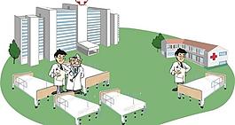 醫院 醫生 病床矢量素材圖片