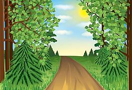 藍天白云田野公路圖片
