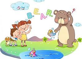 小熊 孩子圖片