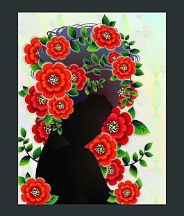 插畫 女人花圖片