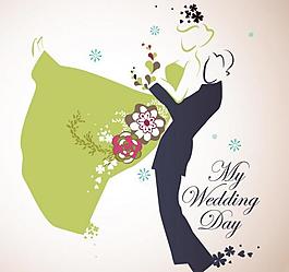 結婚婚禮主題插畫矢量圖片