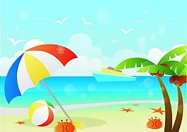 海灘插畫風景圖片