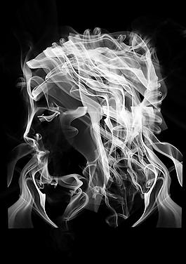 烟雾组成的女生头像（插画）图片