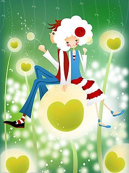 韓國插畫,鈕扣少女系列圖片