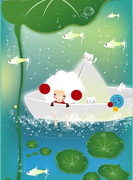 韓國插畫,鈕扣少女系列圖片