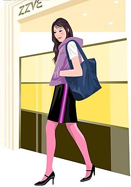 韓國矢量人物插畫（女）圖片