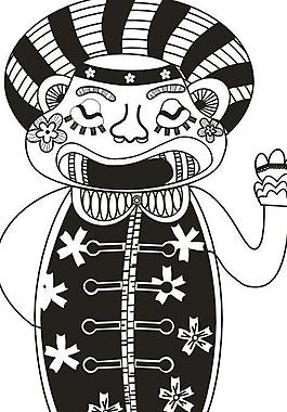 黑白卡通插畫矢量圖圖片