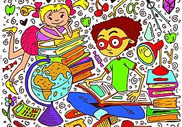 学生学习主题插画矢量素材图片