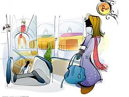 時尚女孩插畫圖片