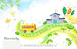 彩色小樹圖片