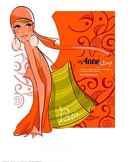 韓國矢量美女插畫圖片