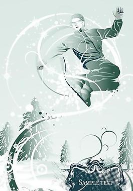 滑雪运动插画图片