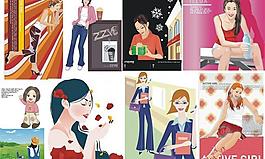 韓國美女插畫 cdr圖片