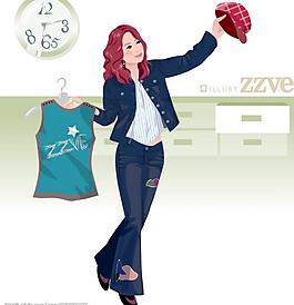 韓國矢量人物插畫（女）圖片