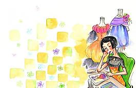 水彩畫 童年圖片