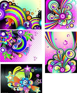 6款繽紛潮色彩形插畫矢量素材圖片