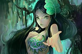 手繪美女圖片