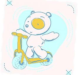 小熊騎車圖片