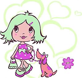 女孩小狗圖片