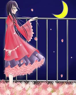風中夜月圖片