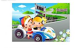 兒童賽車(chē)運(yùn)動(dòng)矢量素材圖片
