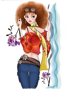 時(shí)尚女性矢量圖圖片