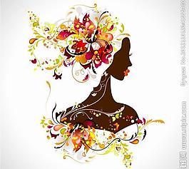 浪漫花紋美女頭像圖片