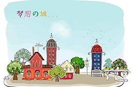 手繪風格城市圖片