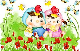 卡通兒童自然風(fēng)景漫畫(huà)圖片