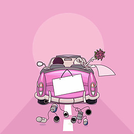 動漫  插畫  婚車  愛情