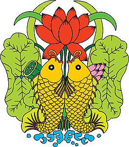 鯉魚蓮花圖案