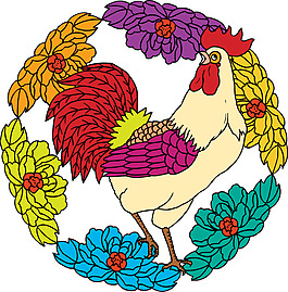公雞花紋圖案
