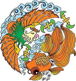 鳳凰金魚圖案
