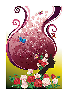玫瑰花少女裝飾背景