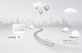 彎曲公路和戶外廣告牌