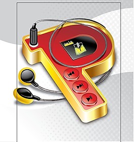MP3數字隨身聽產品外觀矢量圖